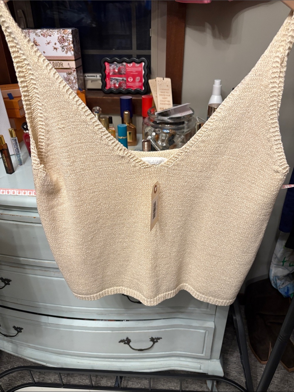 Women’s Knit V-Neck Tank Top - Cream